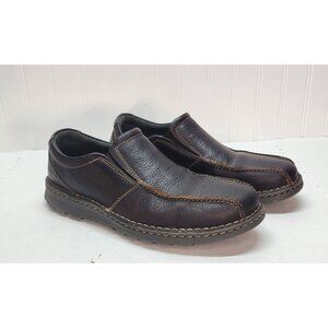 Clarks Mens Brown Leather Slip-On Loafers By Collection Shoes With Cushioned Ins